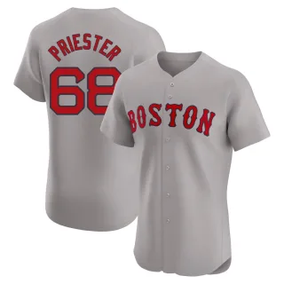 Men's Elite Gray Quinn Priester Boston Red Sox Road Jersey