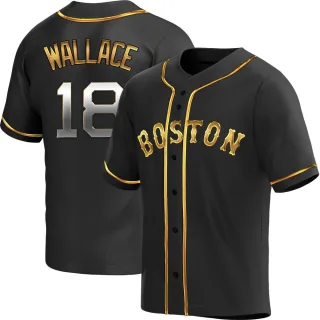 Men's Replica Black Golden Jacob Wallace Boston Red Sox Alternate Jersey