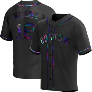 Men's Replica Black Holographic Jacob Wallace Boston Red Sox Alternate Jersey