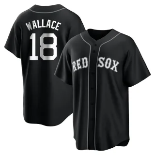 Men's Replica Black/White Jacob Wallace Boston Red Sox Jersey