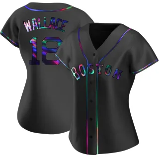 Women's Replica Black Holographic Jacob Wallace Boston Red Sox Alternate Jersey